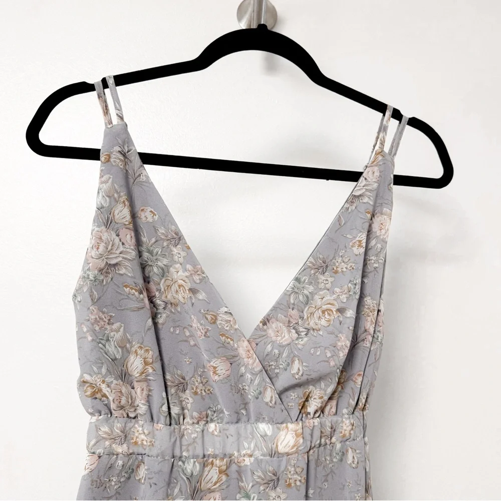 No Frills Floral Tie Back Sheer Skirt Winter Chic Midi dress Light‎ Purple Small - Picture 3 of 9